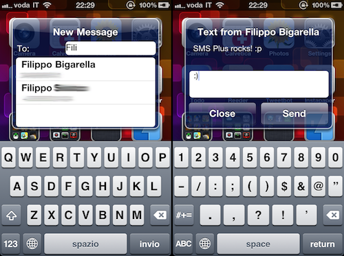 SMS messages to improve the application functions